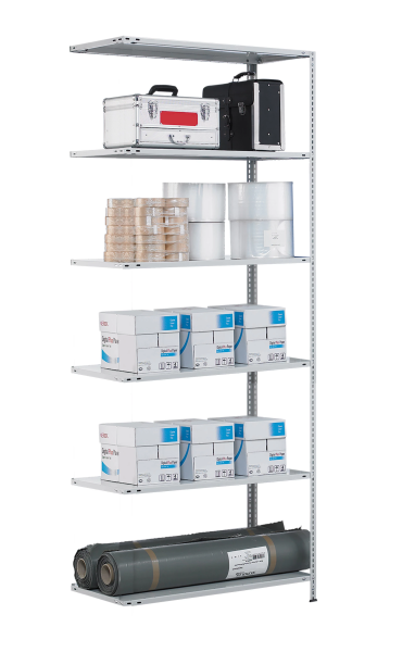 AB, Bolted-Rack MULTIplus85, 2.500 x 1.000 x 500, RAL 7035, 6 Shelves
