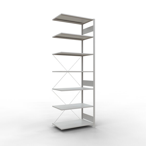 AB, Plug-in-Rack MULTIplus150, 3.000 x 1.000 x 600, 7 Shelves, Cross Brace, RAL 7035
