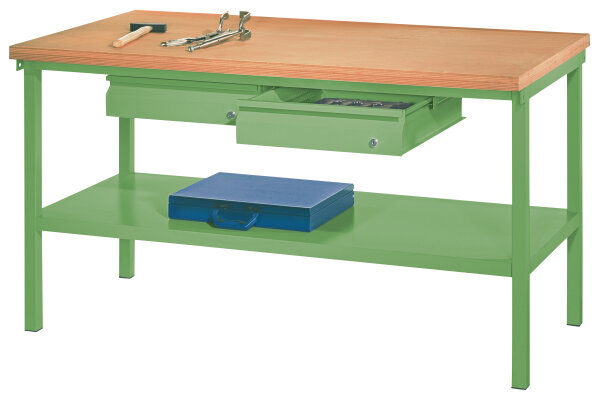 Werkbank 900x700x1500, 2 Hängeschubladen, 1 unterer Ablageboden