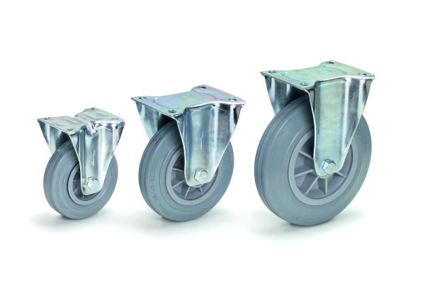 Bockrolle 125 x 38 mm mit Vollgummi-Bereifung BLAUGRAU