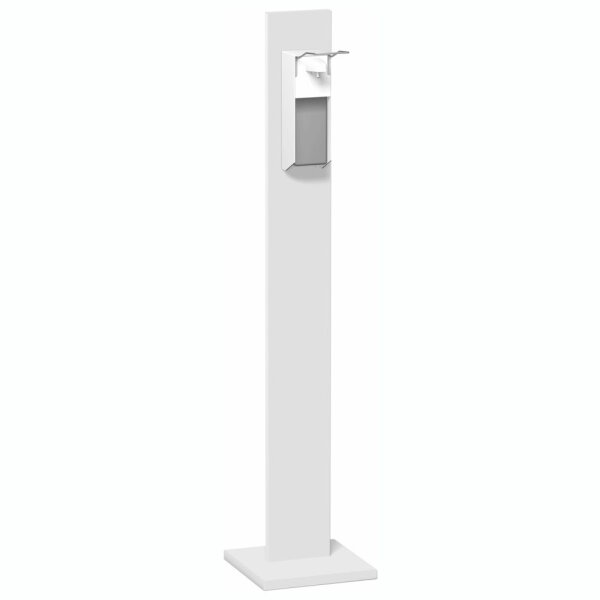 Hygienesäule, Desinfektionsmittelspender mit 1 Liter Tankvolumen zum Wiederbefüllen mit Ellbogenhebel, inkl. 1 Liter Desinfektionsmittel, 300x300x1400, Lichtgrau
