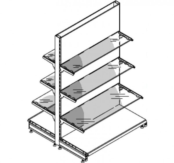 Gondola Basic with glass shelves H160 T47 B100 cm jurawhite