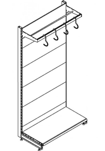 Wallshelf Basic with Bicycle hook H220 T47 B100 cm jurawhite