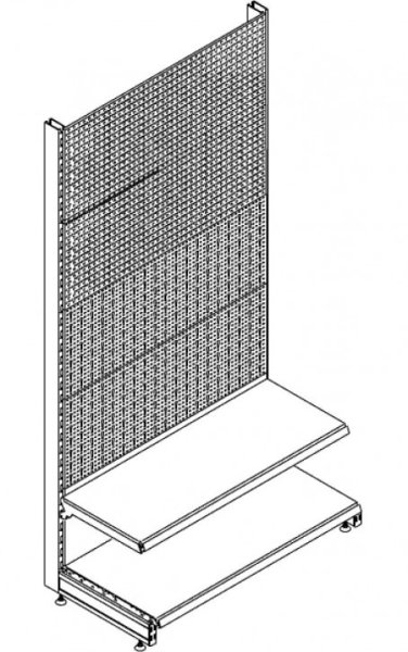 Wandregal mit Rückwand RL & SL & 2 Fachböden H200 T47 B100 cm