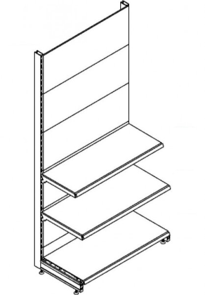 Wallshelf Basic RW plain und 3 shelves H220 T47 B100 cm jurawhite