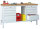 Werkbank 900x700x1500, links und rechts je 1 Block, Schubl.: 3x100 mm + 1x200 mm; mittig: unterer Ablageboden