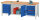 Werkbank 900x700x2000, links und rechts je 1 Block, Schubl.: 3x100 mm + 1x200 mm; mittig: 2-türiger Schrank