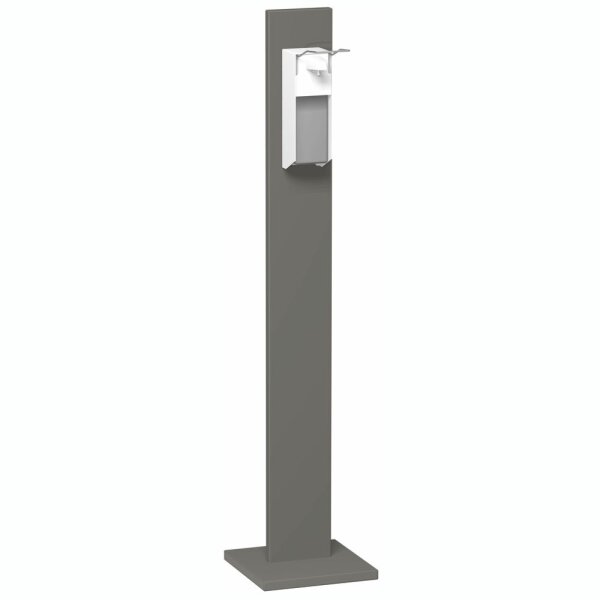 Hygienesäule, Desinfektionsmittelspender mit 1 Liter Tankvolumen zum Wiederbefüllen mit Ellbogenhebel, inkl. 1 Liter Desinfektionsmittel, 300x300x1400, Onyx