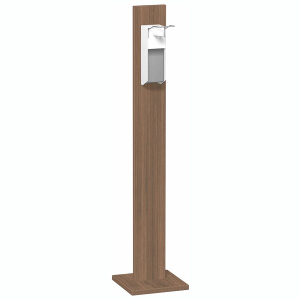 HygienesÃ¤ule mit Desinfektionsmittelspender, 140cm hoch Nussbaum