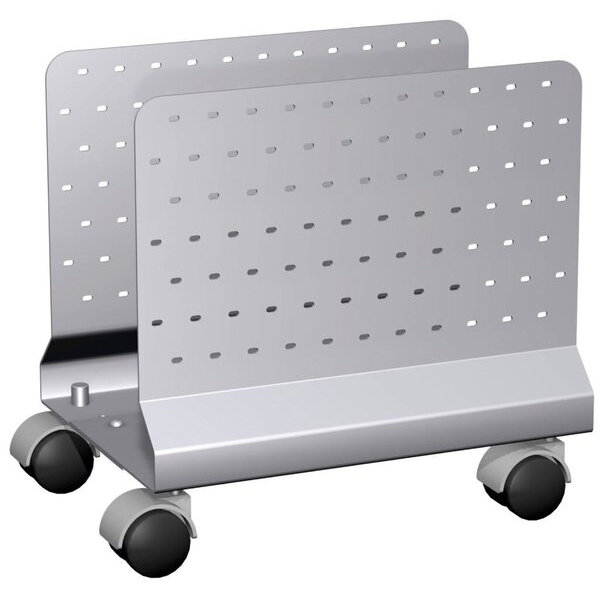 Mobiler CPU-Halter mit Lochblech-Seitenteilen, inkl. 4 Rollen, 160-260x360x350, Silber