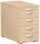 Standcontainer mit 4 Metall-Schubfächern und Utensilienschubfach, Metall-Rollschubführung, Zentralverriegelung, 438x800x720, Buche/Buche/Buche