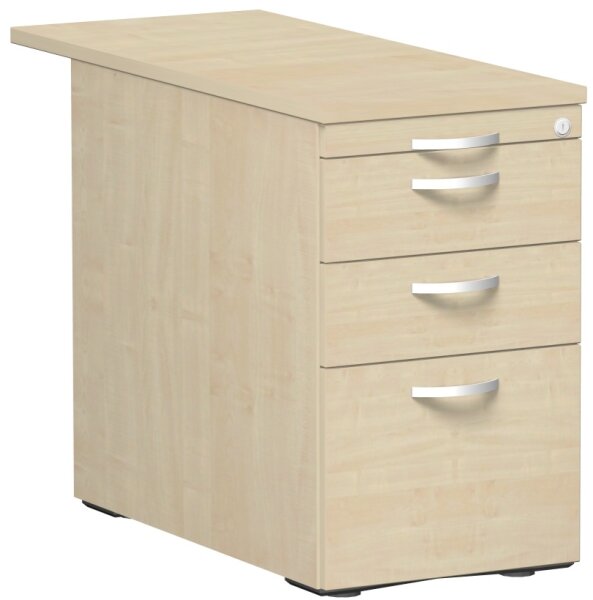 Standcontainer mit HÃ¤ngeregistratur und 2 Metall-SchubfÃ¤chern und 1000 mm Abdeckplatte, Utensilienschubfach, Metall-RollschubfÃ¼hrung, Zentralverriegelung, 438x1000x720, Ahorn/Ahorn/Ahorn