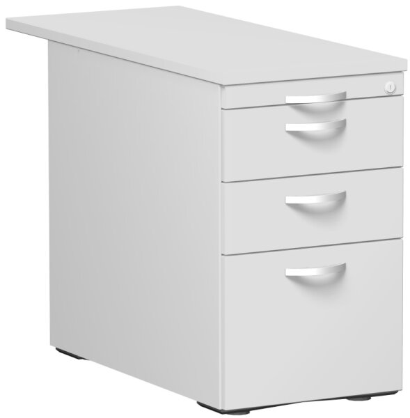 Standcontainer mit HÃ¤ngeregistratur und 2 Metall-SchubfÃ¤chern und 1000 mm Abdeckplatte, Utensilienschubfach, Metall-RollschubfÃ¼hrung, Zentralverriegelung, 438x1000x720, Lichtgrau/Lichtgrau/Lichtgrau