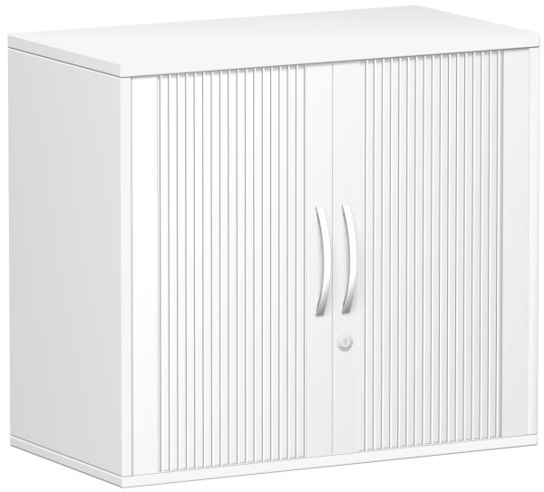 Anstell-Querrollladenschrank Oberboden 25 mm, mit StellfÃ¼ÃŸen, abschlieÃŸbar, 800x425x720, Silber/WeiÃŸ