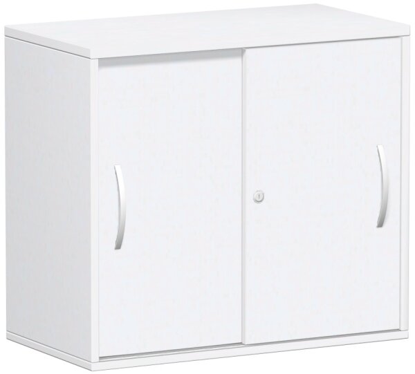 Anstell-Schiebetürenschrank Oberboden 25 mm, mit Stellfüßen, abschließbar, 800x425x720, Weiß/Weiß