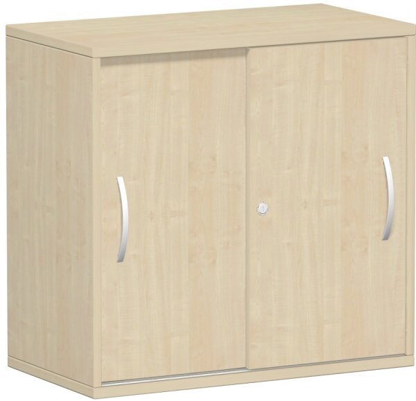 Schiebetürenschrank Oberboden 25 mm, mit Standfüßen, abschließbar, 800x425x798, Ahorn/Ahorn