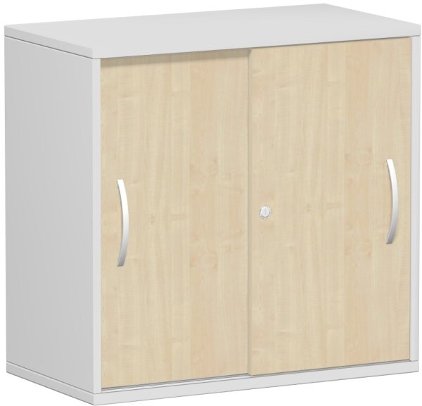 SchiebetÃ¼renschrank Oberboden 25 mm, mit StandfÃ¼ÃŸen, abschlieÃŸbar, 800x425x798, Ahorn/Lichtgrau