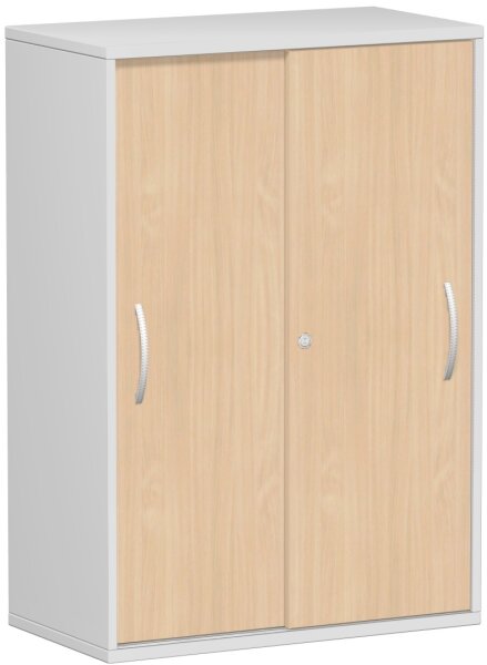 SchiebetÃ¼renschrank Oberboden 25 mm, mit StandfÃ¼ÃŸen, abschlieÃŸbar, 800x425x1182, Buche/Lichtgrau