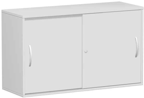 Anstell-Schiebetürenschrank Oberboden 25 mm, mit Stellfüßen, abschließbar, 1200x425x720, Lichtgrau/Lichtgrau