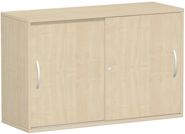 SchiebetÃ¼renschrank Oberboden 25 mm, mit StandfÃ¼ÃŸen, abschlieÃŸbar, 1200x425x798, Ahorn/Ahorn