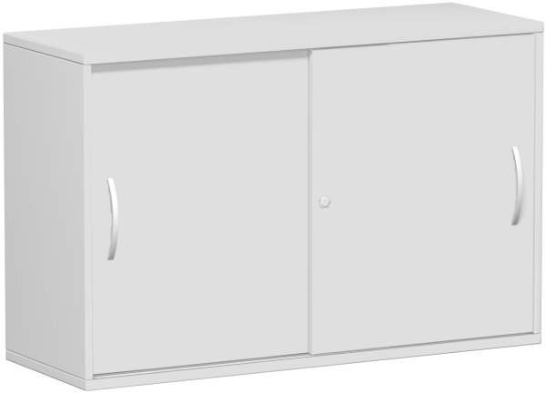 Schiebetürenschrank Oberboden 25 mm, mit Standfüßen, abschließbar, 1200x425x798, Lichtgrau/Lichtgrau
