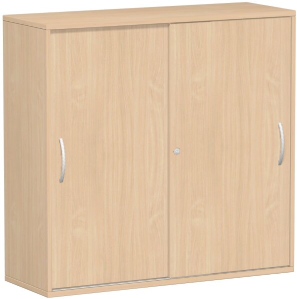 Schiebetürenschrank Oberboden 25 mm, mit Standfüßen, abschließbar, 1200x425x1182, Buche/Buche