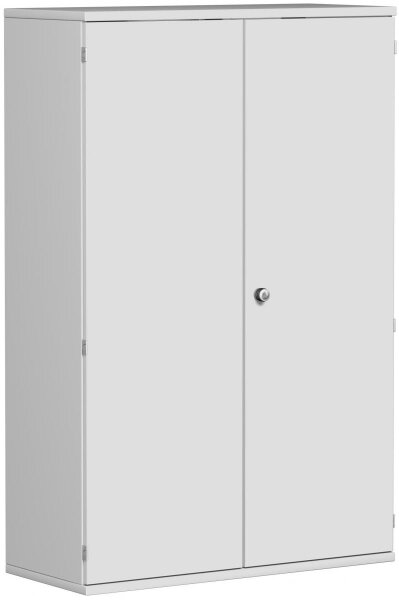 Garderobenschrank mit ausziehbarem Garderobenhalter, mit Mittelseite und 3 Dekor-Einlegeböden, abschließbar, 1000x425x1536, Lichtgrau/Lichtgrau