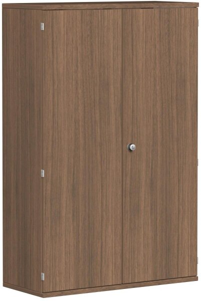 Garderobenschrank mit ausziehbarem Garderobenhalter, mit Mittelseite und 3 Dekor-Einlegeböden, abschließbar, 1000x425x1536, Nussbaum/Nussbaum