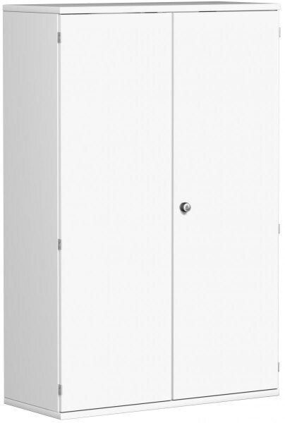 Garderobenschrank mit ausziehbarem Garderobenhalter, mit Mittelseite und 3 Dekor-Einlegeböden, abschließbar, 1000x425x1536, Weiß/Weiß