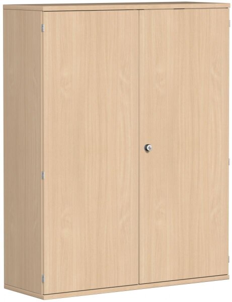Garderobenschrank mit ausziehbarem Garderobenhalter, mit Mittelseite und 3 Dekor-Einlegeböden, abschließbar, 1200x425x1536, Buche/Buche