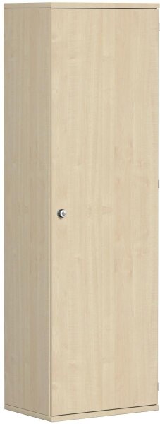 Garderobenschrank mit ausziehbarem Garderobenhalter, 1 Dekor-Einlegeboden, Schloss rechts, abschließbar, 600x425x1920, Ahorn/Ahorn