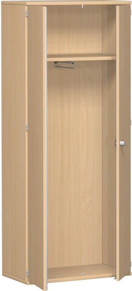 Garderobenschrank mit ausziehbarem Garderobenhalter, 1 Dekor-Einlegeboden, abschließbar, 800x425x1920, Buche/Buche