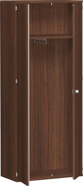 Garderobenschrank mit ausziehbarem Garderobenhalter, 1 Dekor-Einlegeboden, abschließbar, 800x425x1920, Nussbaum/Nussbaum