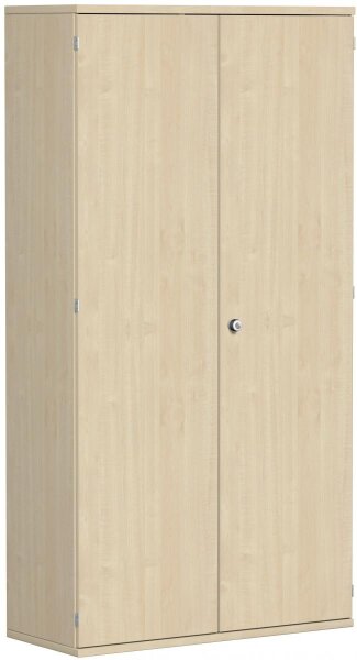 Garderobenschrank mit ausziehbarem Garderobenhalter, mit Mittelseite und 5 Dekor-Einlegeböden, abschließbar, 1000x425x1920, Ahorn/Ahorn