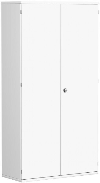 Garderobenschrank mit ausziehbarem Garderobenhalter, mit Mittelseite und 5 Dekor-Einlegeböden, abschließbar, 1000x425x1920, Weiß/Weiß