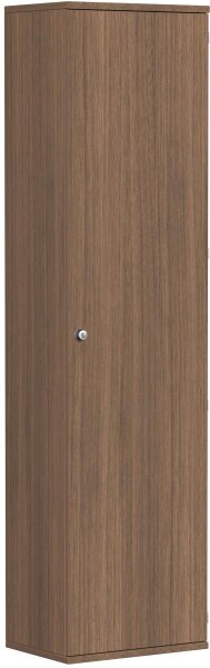 Garderobenschrank mit ausziehbarem Garderobenhalter, 2 Dekor-Einlegeböden, Schloss rechts, abschließbar, 600x425x2304, Nussbaum/Nussbaum