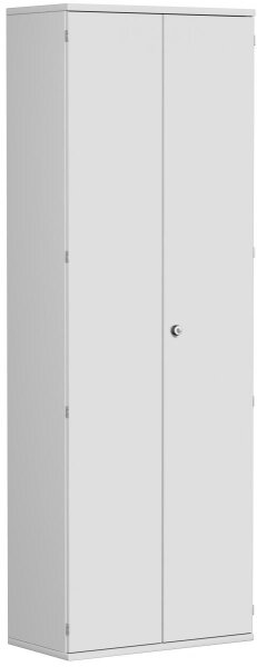 Garderobenschrank mit ausziehbarem Garderobenhalter, 2 Dekor-Einlegeböden, abschließbar, 800x425x2304, Lichtgrau/Lichtgrau