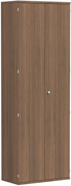 Garderobenschrank mit ausziehbarem Garderobenhalter, 2 Dekor-Einlegeböden, abschließbar, 800x425x2304, Nussbaum/Nussbaum