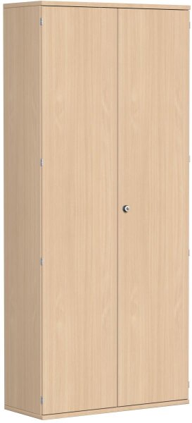 Garderobenschrank mit ausziehbarem Garderobenhalter, mit Mittelseite und 7 Dekor-Einlegeböden, abschließbar, 1000x425x2304, Buche/Buche