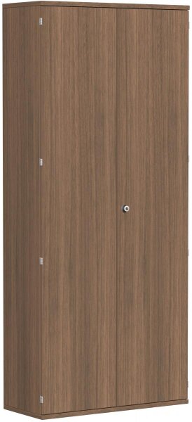 Garderobenschrank mit ausziehbarem Garderobenhalter, mit Mittelseite und 7 Dekor-Einlegeböden, abschließbar, 1000x425x2304, Nussbaum/Nussbaum