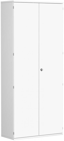 Garderobenschrank mit ausziehbarem Garderobenhalter, mit Mittelseite und 7 Dekor-Einlegeböden, abschließbar, 1000x425x2304, Weiß/Weiß