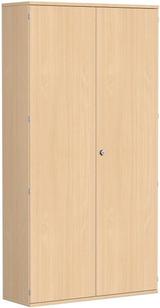 Garderobenschrank mit ausziehbarem Garderobenhalter, mit Mittelseite und 7 Dekor-Einlegeböden, abschließbar, 1200x425x2304, Buche/Buche
