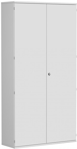 Garderobenschrank mit ausziehbarem Garderobenhalter, mit Mittelseite und 7 Dekor-Einlegeböden, abschließbar, 1200x425x2304, Lichtgrau/Lichtgrau