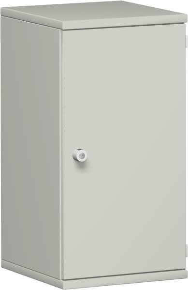 Flügeltürenschrank, 1 Dekor-Einlegeboden, abschließbar, Schloss links, 400x425x768, Lichtgrau/Lichtgrau