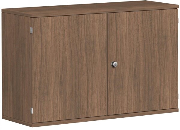 Flügeltürenschrank, 1 Dekor-Einlegeboden, abschließbar, 1200x425x768, Nussbaum/Nussbaum