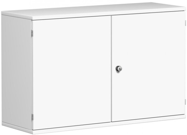 Flügeltürenschrank, 1 Dekor-Einlegeboden, abschließbar, 1200x425x768, Weiß/Weiß