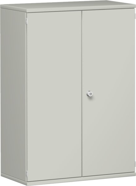 Flügeltürenschrank, 2 Dekor-Einlegeböden, abschließbar, 800x425x1152, Lichtgrau/Lichtgrau