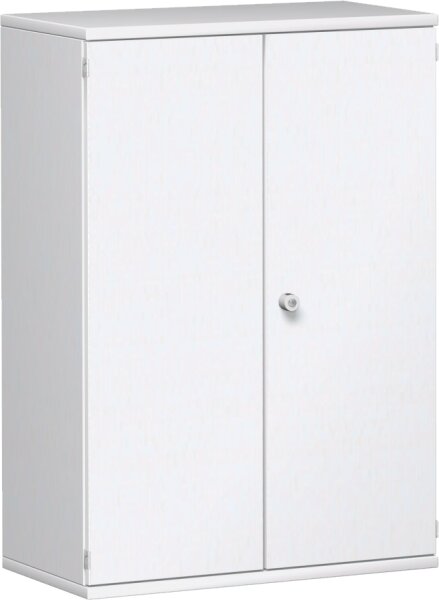 Flügeltürenschrank, 2 Dekor-Einlegeböden, abschließbar, 800x425x1152, Weiß/Weiß