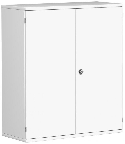 Flügeltürenschrank, 2 Dekor-Einlegeböden, abschließbar, 1000x425x1152, Weiß/Weiß