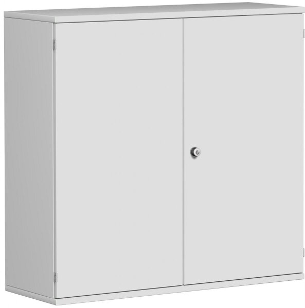Flügeltürenschrank, 2 Dekor-Einlegeböden, abschließbar, 1200x425x1152, Lichtgrau/Lichtgrau